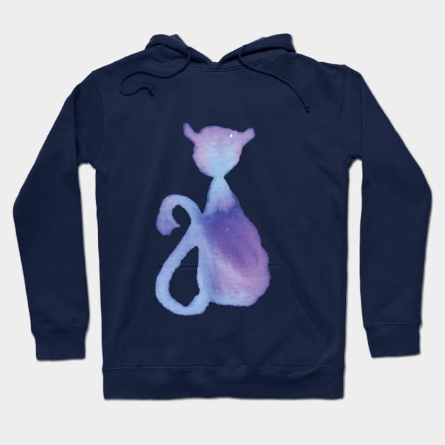 Blue And Purple Sitting Cat Hoodie by Bollocks